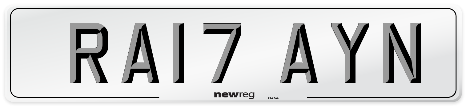 RA17 AYN Number Plate from New Reg